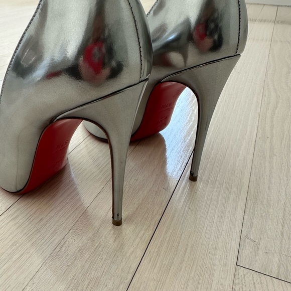 Christian Louboutin Silver Pigalle Follies 100mm Pumps Size 37.5 - Picture 7 of 14